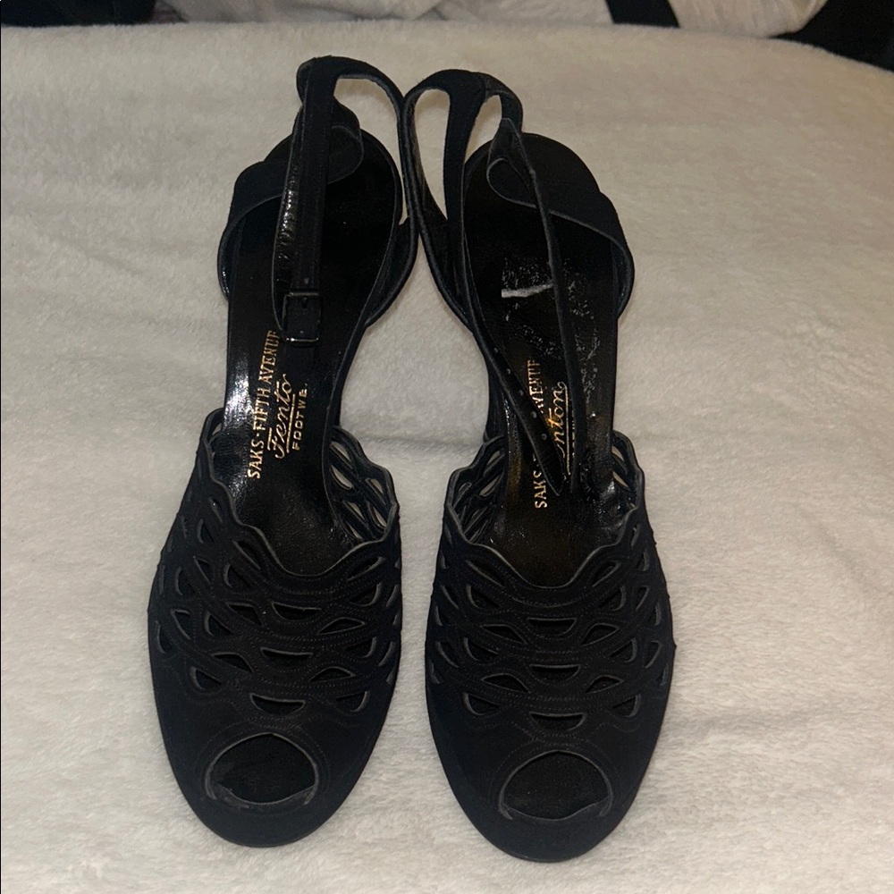 Vintage 1940’s Saks Fifth Avenue Black Peep-Toe Heels
